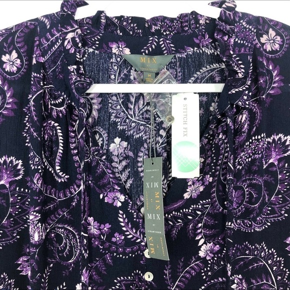 MIX By 41 Hawthorn Angola Ruffle Neck Top Purple - Picture 8 of 13